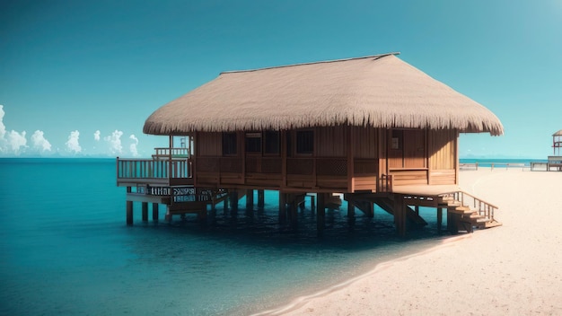 Uma casa em uma praia em maldivas