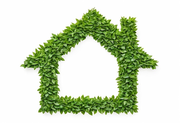 Foto uma casa feita de folhas verdes com uma casa em forma de casa