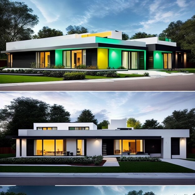 Foto uma casa moderna com uma assimetria única