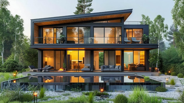 Uma casa moderna e aconchegante no jardim com garagem e piscina para venda ou aluguel