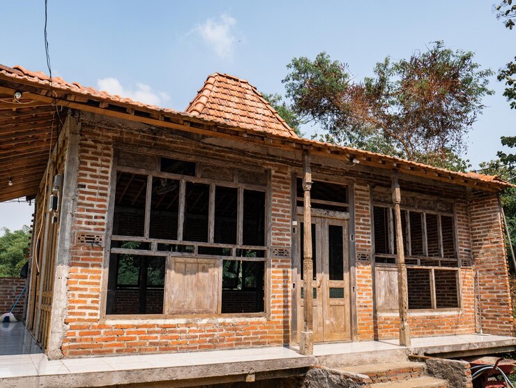 Foto uma casa que não foi terminada, mas foi ocupada e limpa pelo proprietário