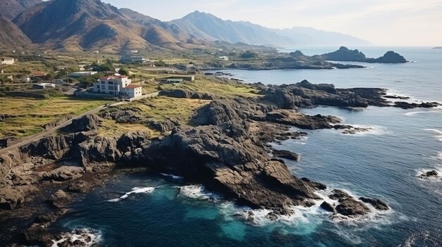 uma casa senta-se num penhasco com vista para o oceano