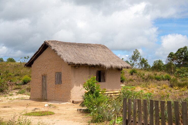 Uma casa típica dos habitantes da ilha de Madagascar
