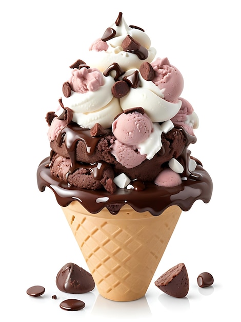 Uma casquinha de sorvete com chocolate e chocolate GERADO por IA