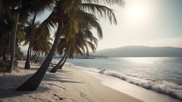 Uma cativante combinação de árvores e praia de areia