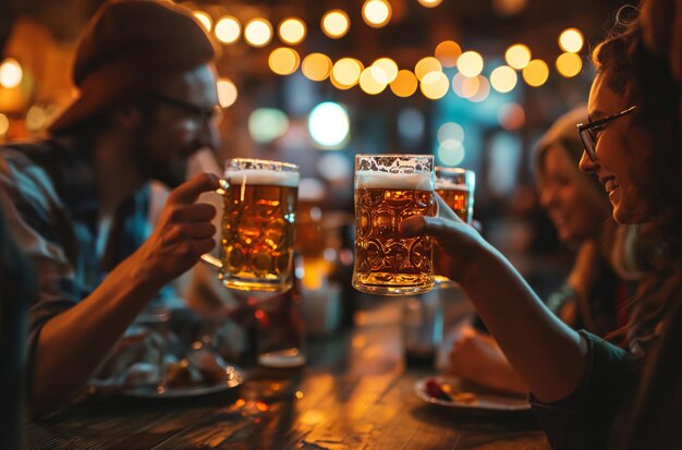 Foto uma celebração alegre da cerveja