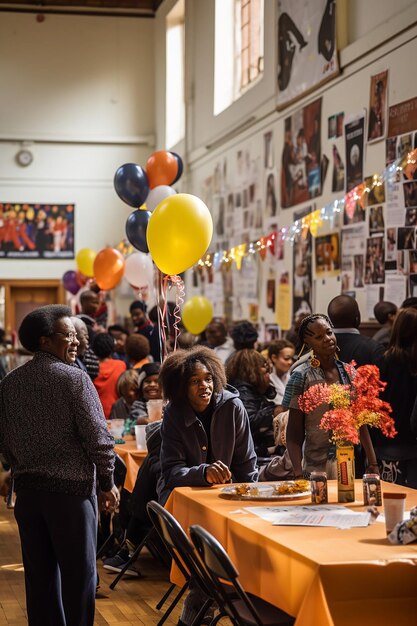 Foto uma celebração do mês da história negra em um salão comunitário