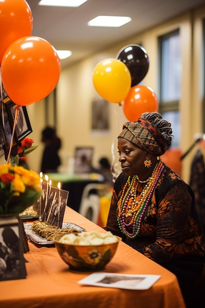 Foto uma celebração do mês da história negra em um salão comunitário
