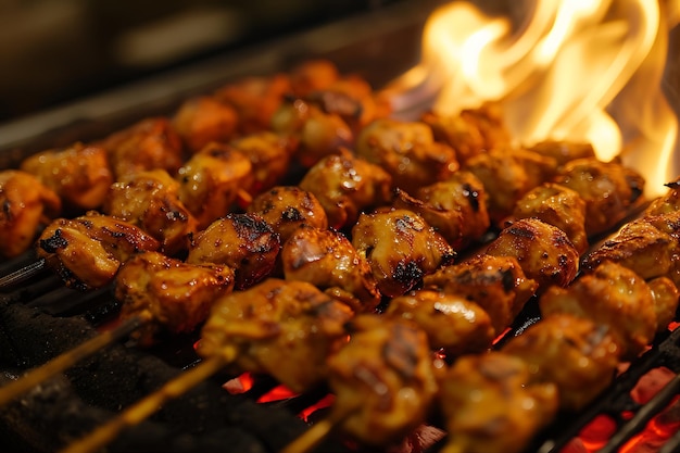 Uma cena animada e enérgica de frango grelhado