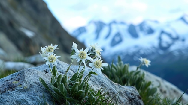 Uma cena cativante com a flor Edelweiss das montanhas alpinas