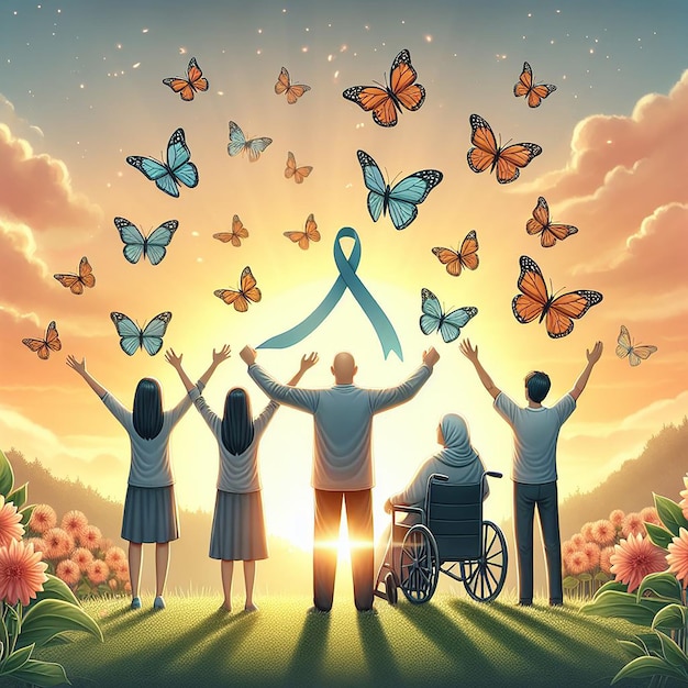 Uma cena comovente de sobreviventes de câncer celebrando sua vitória sobre a doença