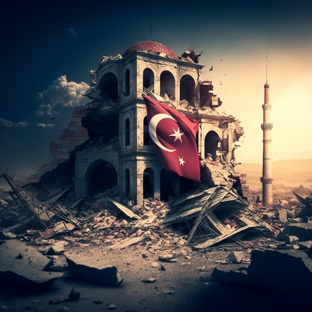 Uma cena de construção no terremoto da Turquia