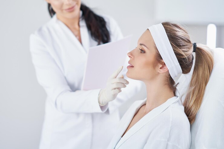 Foto uma cena de injeção de botox de tratamentos de cosmetologia médica