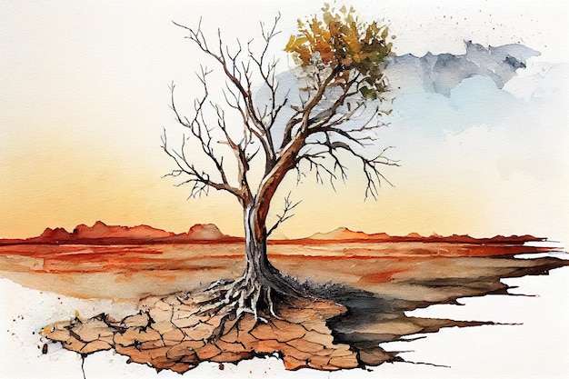 Uma cena de paisagem de seca Generative Ai