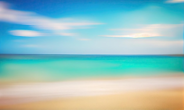 Uma cena de praia com um céu azul e nuvens geradora de IA