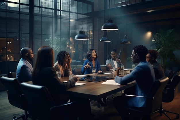 Foto uma cena de sala de reuniões moderna com um grupo diversificado de b 00105 02