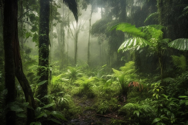 Uma cena de selva com uma cena de selva.