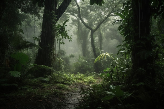 Uma cena de selva com uma cena de selva.