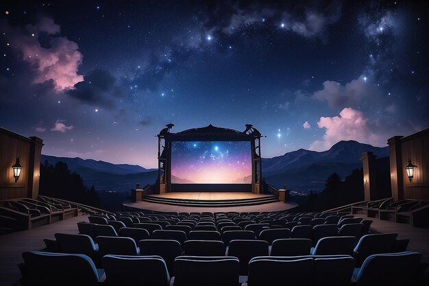 Uma cena de teatro no céu noturno