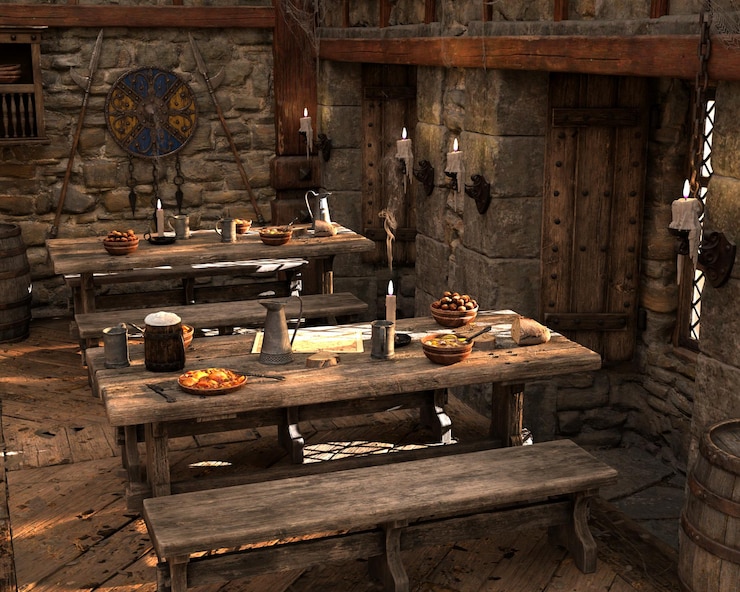 Foto uma cena de uma mesa com comida