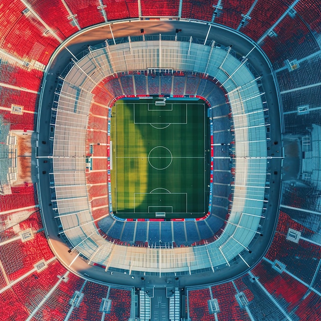 Uma cena dinâmica em um estádio de futebol ao anoitecer fumaça e multidão