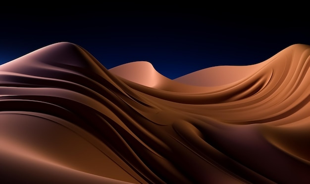 Uma cena do deserto com um céu azul e uma montanha ao fundo