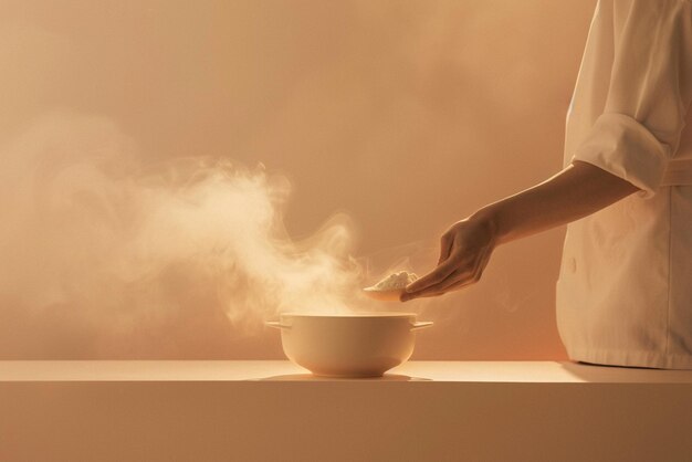 Foto uma cena épica de cozinha de um chef.