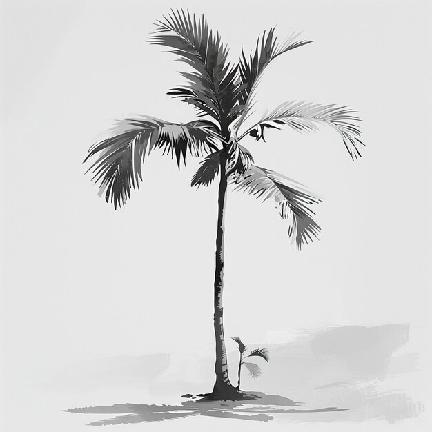 Uma cena serena de praia tropical com palmeiras