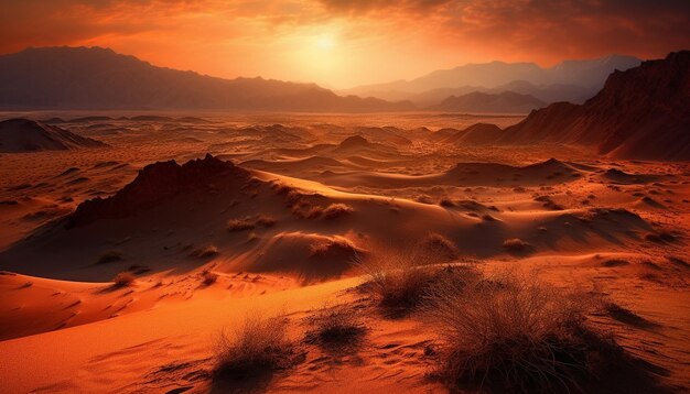 Uma cena tranquila de majestosas dunas de areia no deserto árido da África gerada pela inteligência artificial