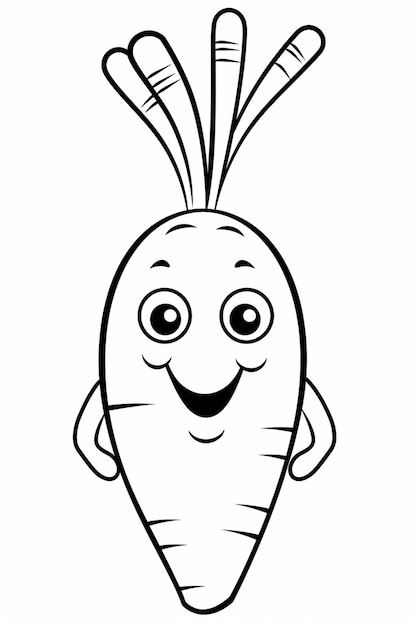 uma cenoura de desenho animado com um rosto feliz e um grande sorriso generativo ai