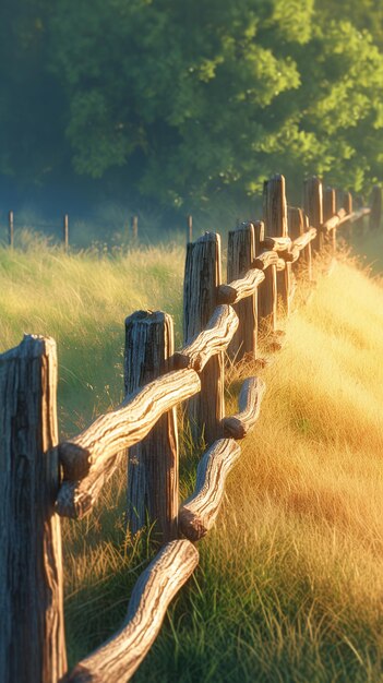 Uma cerca de madeira rústica em um prado Calmness imagens fotográficas atmosféricas para TikTok Instagram Reels Shor