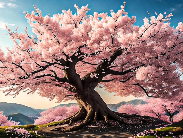 Uma cerejeira em plena floração