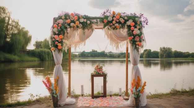 Uma cerimônia de casamento à beira do lago