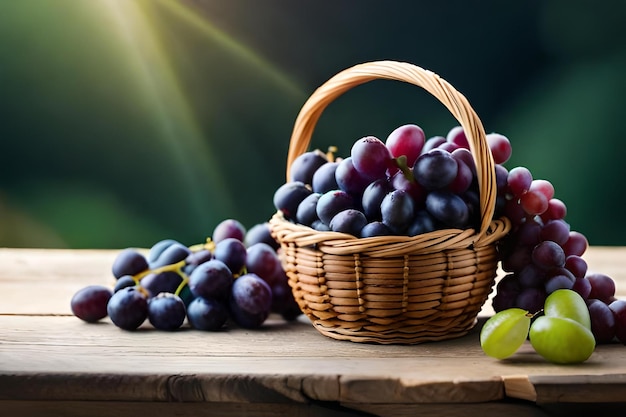 Uma cesta cheia de uvas