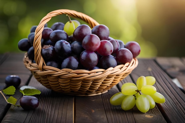 Foto uma cesta cheia de uvas