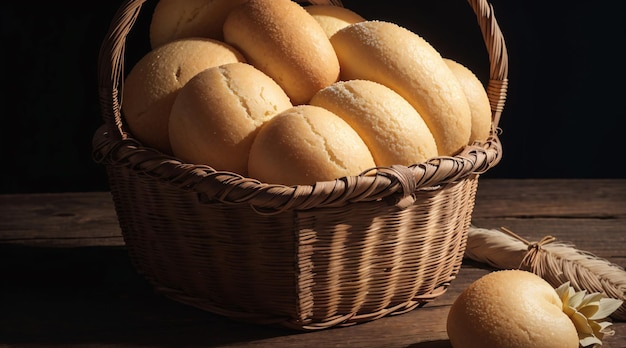 Uma cesta de comida brasileira Pao de Queijo