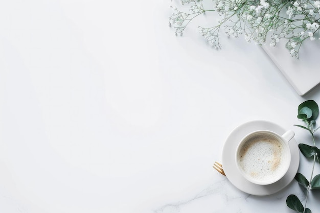 uma chávena de café com um garfo em uma mesa