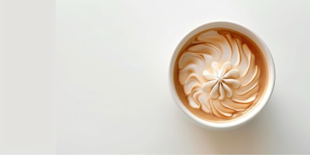 Uma chávena de café com um turbilhão de creme batido em cima