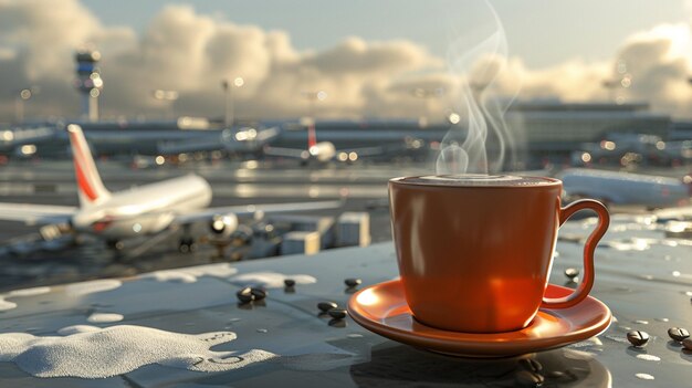 Foto uma chávena de café com uma sombra de uma chácara de café em uma mesa