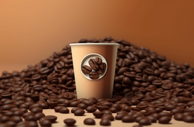 Uma chávena de café com uma tampa que diz café.