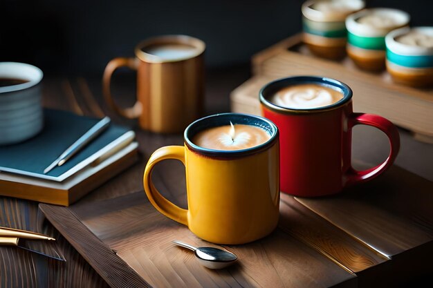 uma chávena de café com uma vela nela