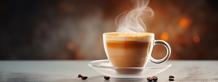 Foto uma chávena de café latte quente a vapor.