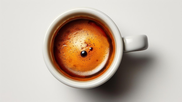 Uma chávena de expresso de cima o contraste marcante de seu conteúdo aromático escuro contra o branco um símbolo de simplicidade e perfeição em um único tiro AI Generative