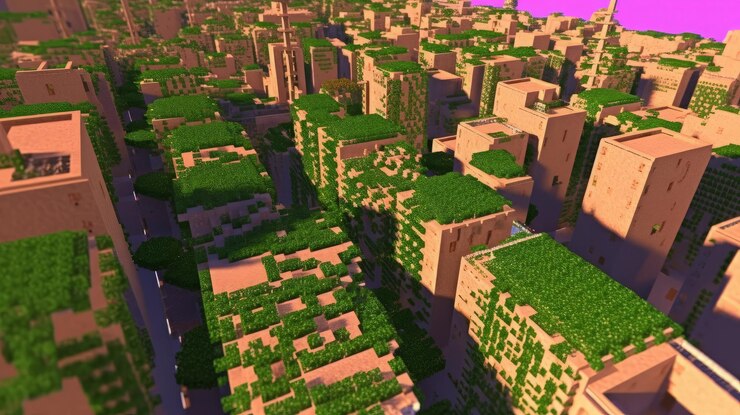 Foto uma cidade em expansão dominada por uma vegetação exuberante que mostra o poder da natureza para recuperar os espaços urbanos