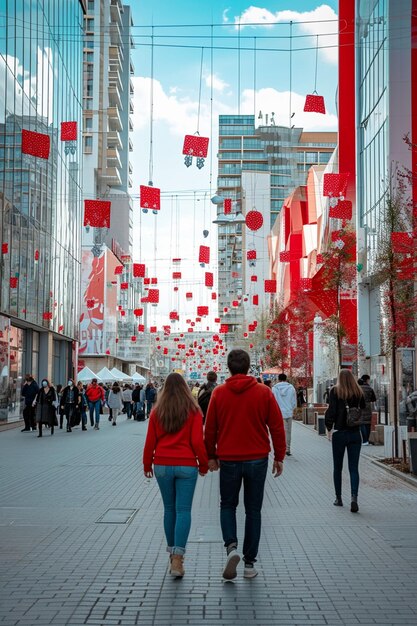 Foto uma cidade moderna na roménia comemorando martisor