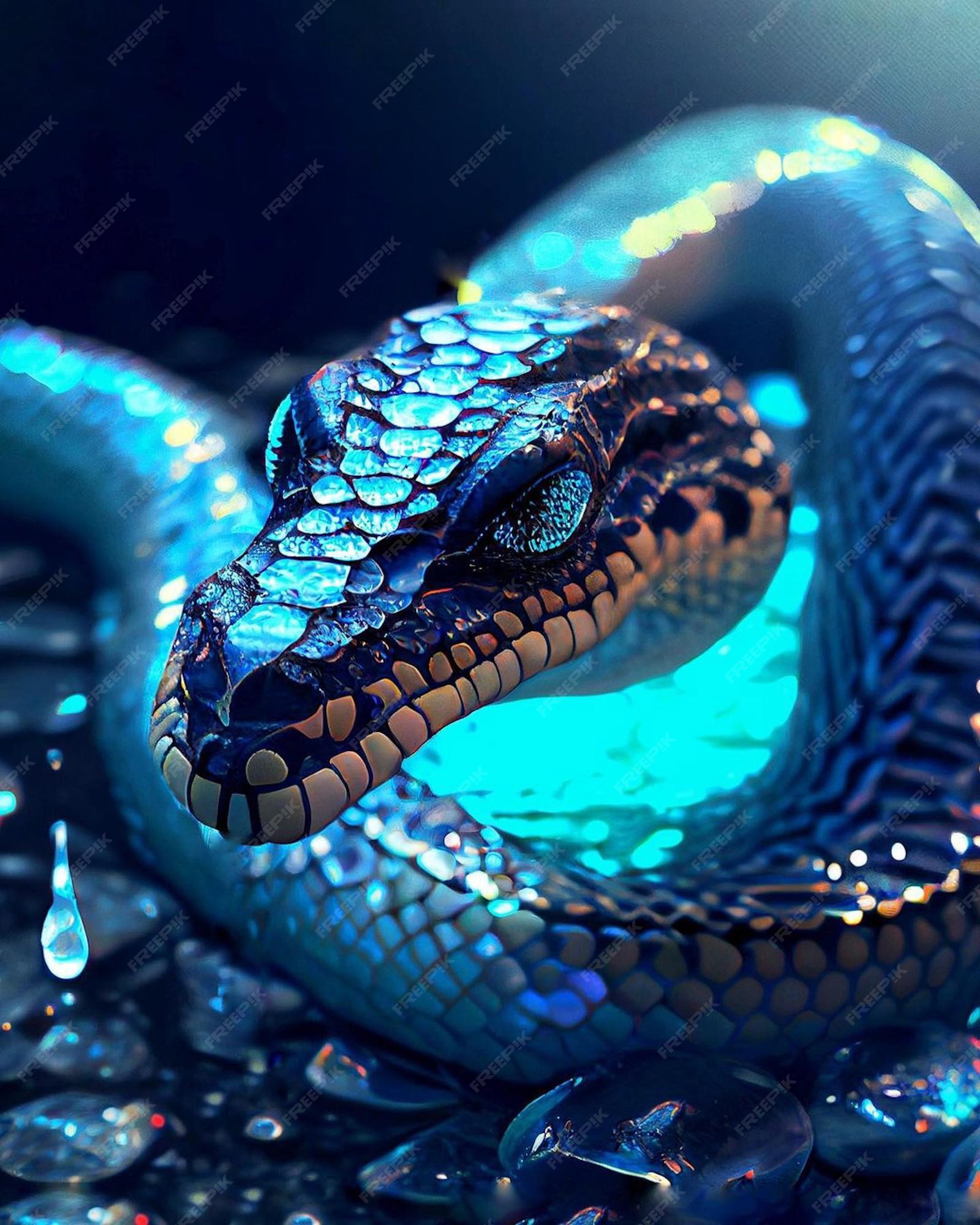 Cobra Azul Realista Pintura