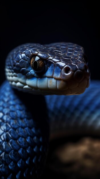 Uma cobra azul é vista nesta imagem sem data.