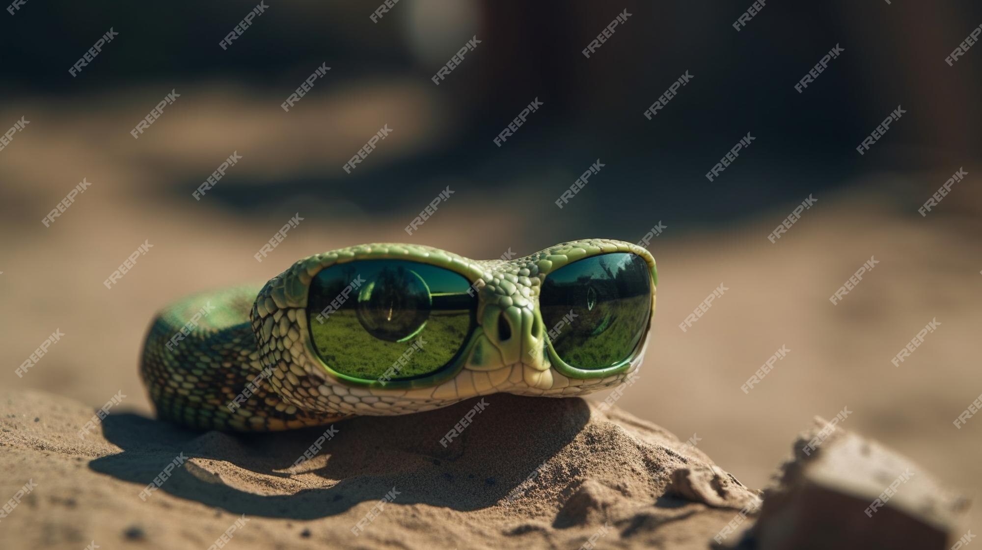 Cobra colorida com óculos de sol isolados