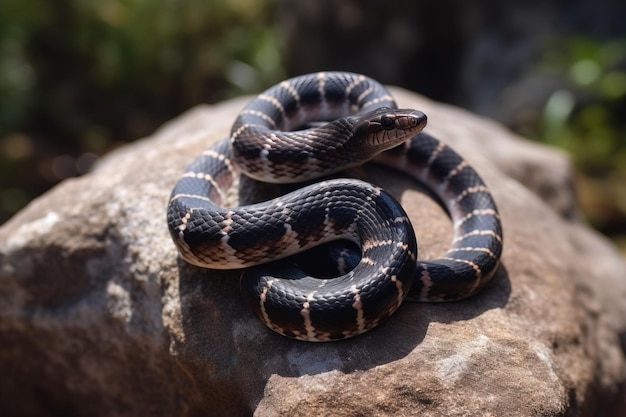 Uma cobra enrolada em um roc