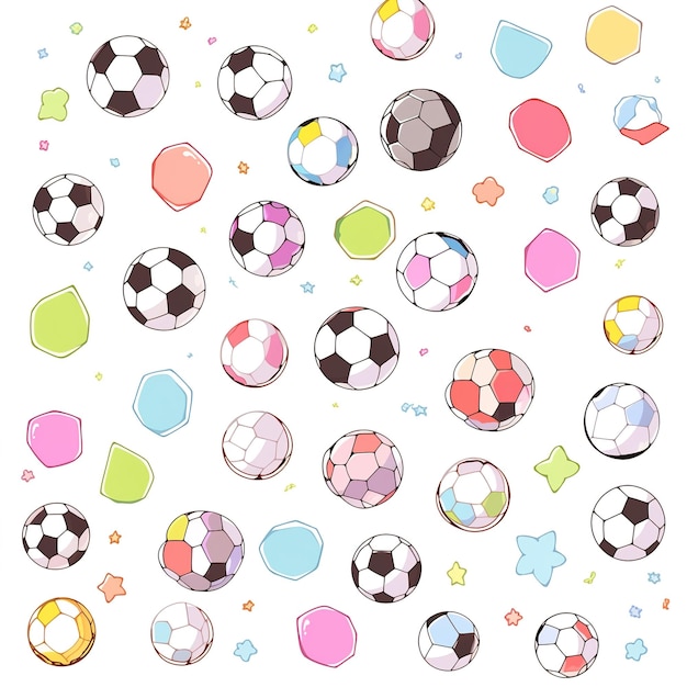 Foto uma colagem de bolas de futebol com o número 5 na parte de baixo